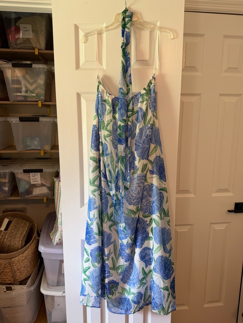 Strapless Blue Floral Maxi Dress - Picture 6 of 6